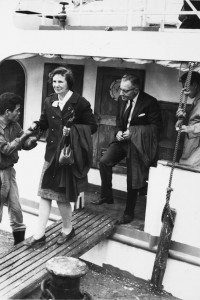 Ancel and Margaret leaving shipboard in Yugoslavia