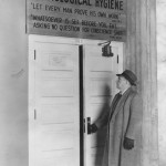 CVD subject entering main door of Laboratory, late 1940s